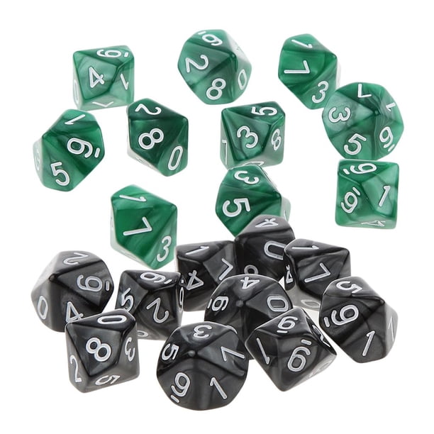 de Dados Poliédricos D de 2 Piezas, Dado Caras para , , Juguete Verde y negro
