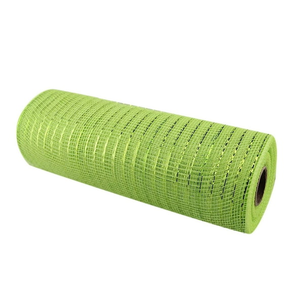 Poly Mesh Ribbon with Foil for Wreaths, Bows, Swags, Gift Wrapping, Holiday and Craft Decorating - 1 Roll of Deco Mesh Net, Decorative Polypropylene Material (10 Inches x 10 Yards)