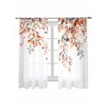 thumbnail image 2 of Sheer Curtains 63 Inches Long, Fall Leaves Light Filtering Window Curtains for Living Room, Farmhouse Orange Eucalyptus Leaf Floral Rod Pocket Voile Sheer Curtain Drapes, 52"W x 63"L, 2 Panels, 2 of 8