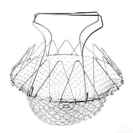 

Foldable Fry Basket Skimmer Kitchen Tool Convenient Salads Stainless Steel Chip