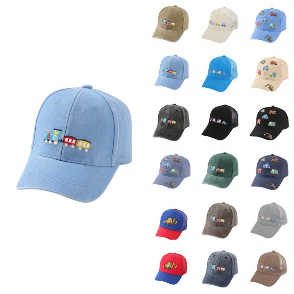Kids Baseball Cap Adjustable Lightweight Breathable Boys Summer Hats Cartoon Embroidered Baseball Caps Size 2-8 Years
