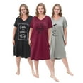thumbnail image 3 of FEREMO 3 Pack Nightgowns for Women Plus Size V Neck Printed Sleepwear Loose Comfy Night Gown, 3 of 7