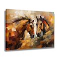 thumbnail image 2 of Dos caballos marrones se miran entre sí en estilo abstracto, póster en lienzo, decoración de dormitorio, paisaje deportivo, decoración de oficina, regalo, estilo marco, 20 x 30 cm, 2 of 8