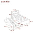 thumbnail image 3 of Twin Size Bed with Bookcase Headboard and Charging Station,Modern Desigh Bed with Trundle and 3 Storage Drawers,Upholstered Platform Bed with LED Lights for Bedroom,No Spring Box,Gray, 3 of 9