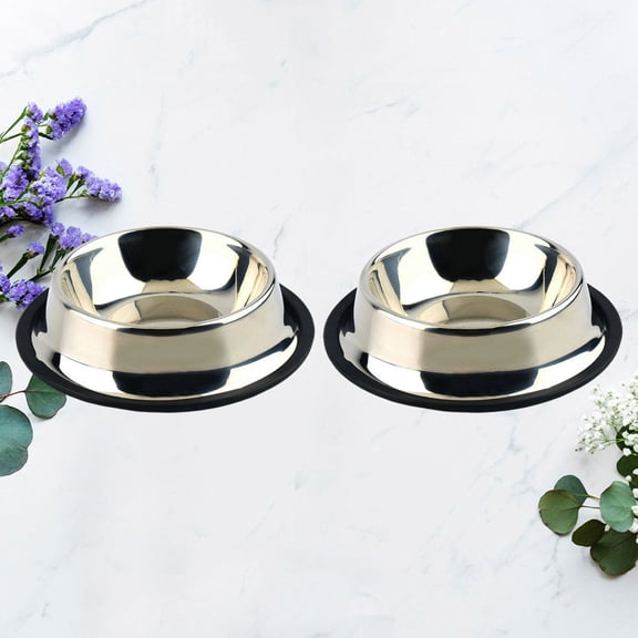 PAMINGONO 2Pcs Thickened Design Puppy Food Bowl with Slip Base for Small Dogs