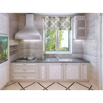 1-Piece Moza Ivory/Taupe Geometric Blackout Bronze Grommet Window Panel Valance 37" Wide X 18" Length