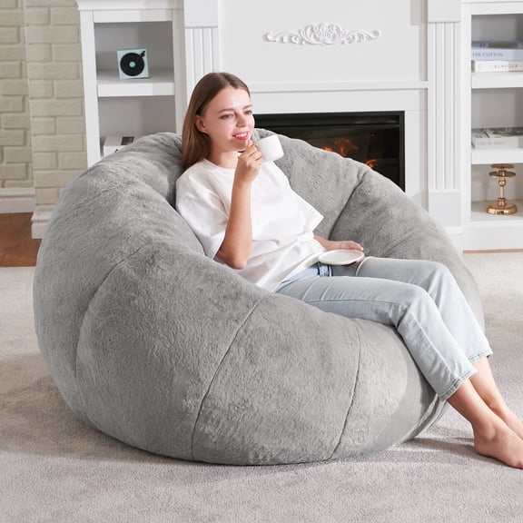 Hobestluk Bean Bag Chairs Large Bean Bag Couch for Adults Stuffed Sofa Chair Comfy Giant Bean Bag Chair with Spacious Design for Reading, Playing or Relaxing (Grey)