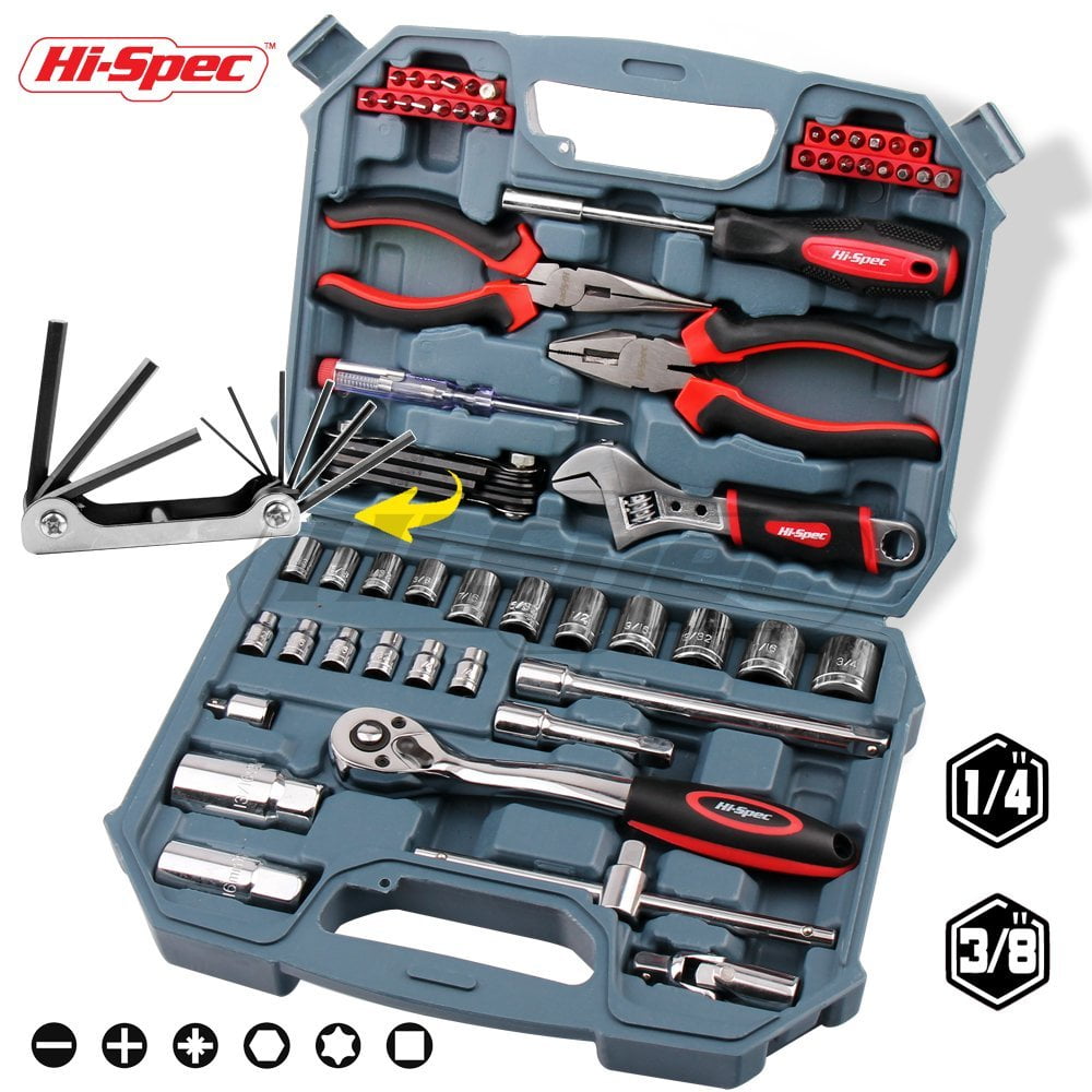 HiSpec 67pc Auto Mechanics Tool Kit including Professional 3/8' Quick