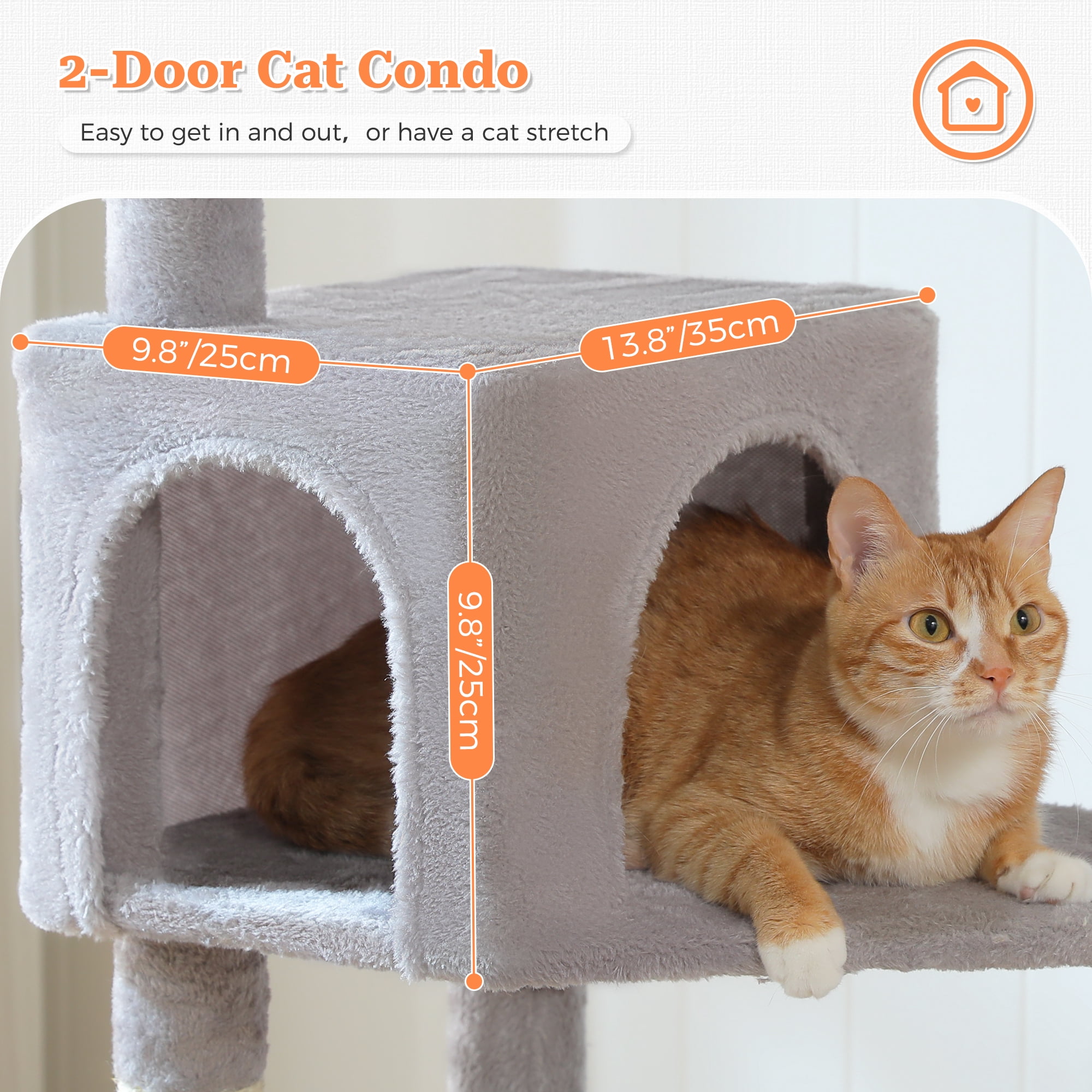 PAWZ Road 49" Large Cat Tree Multi-Level Scratcher with Two Hammocks&Condo for Indoor Cats Gray