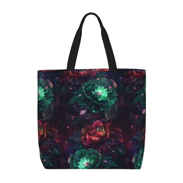 Balery Red And Green Carnation Bolsa de Mano para Mujeres con Cremallera, Bolsa de Gimnasio con Compartimentos, Bolsa para Laptop, Bolsa para Trabajo