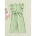 thumbnail image 2 of Bagilaanoe Kids Toddler Baby Girls Ruffled Sleeveless Jumpsuit Romper with Belt Zipper Back Overall Pants Clothes, 2 of 9