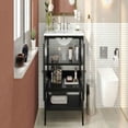 thumbnail image 4 of Resenkos 36" Bathroom Vanity with Ceramic Sink, Solid Wood Legs, Adjustable & Open Shelves, Waterproof Painted Finish, Silver Knobs, - Black, 4 of 20