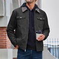 thumbnail image 2 of Timoontee Men's Workwear Jacket Daily Casual Jacket Long Sleeve Lapel Jacket Warm Thickened Jacket Coat Solid Zipper Jacket Fall Winter Coat Gray XXL, 2 of 5