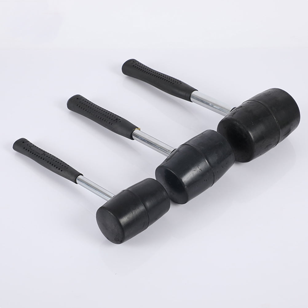 FOMIYES Rubber Mallet Hammer Set with Chisel for Tile Installation, Woodworking, Carpentry, and General Use - Black