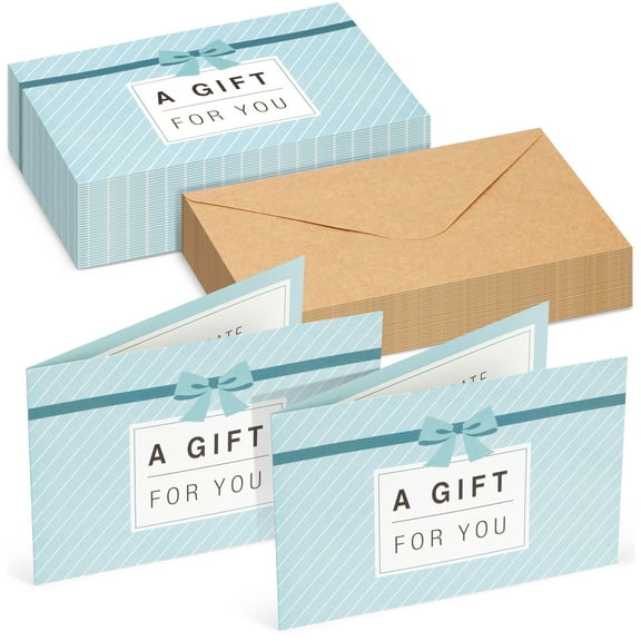Juvale Blank Gift Cards - 36-Pack 4 x 6 in Blue 250 GSM & Envelopes - Customizable Gift Certificates for Business, Salon & Spa - Paper Certificates