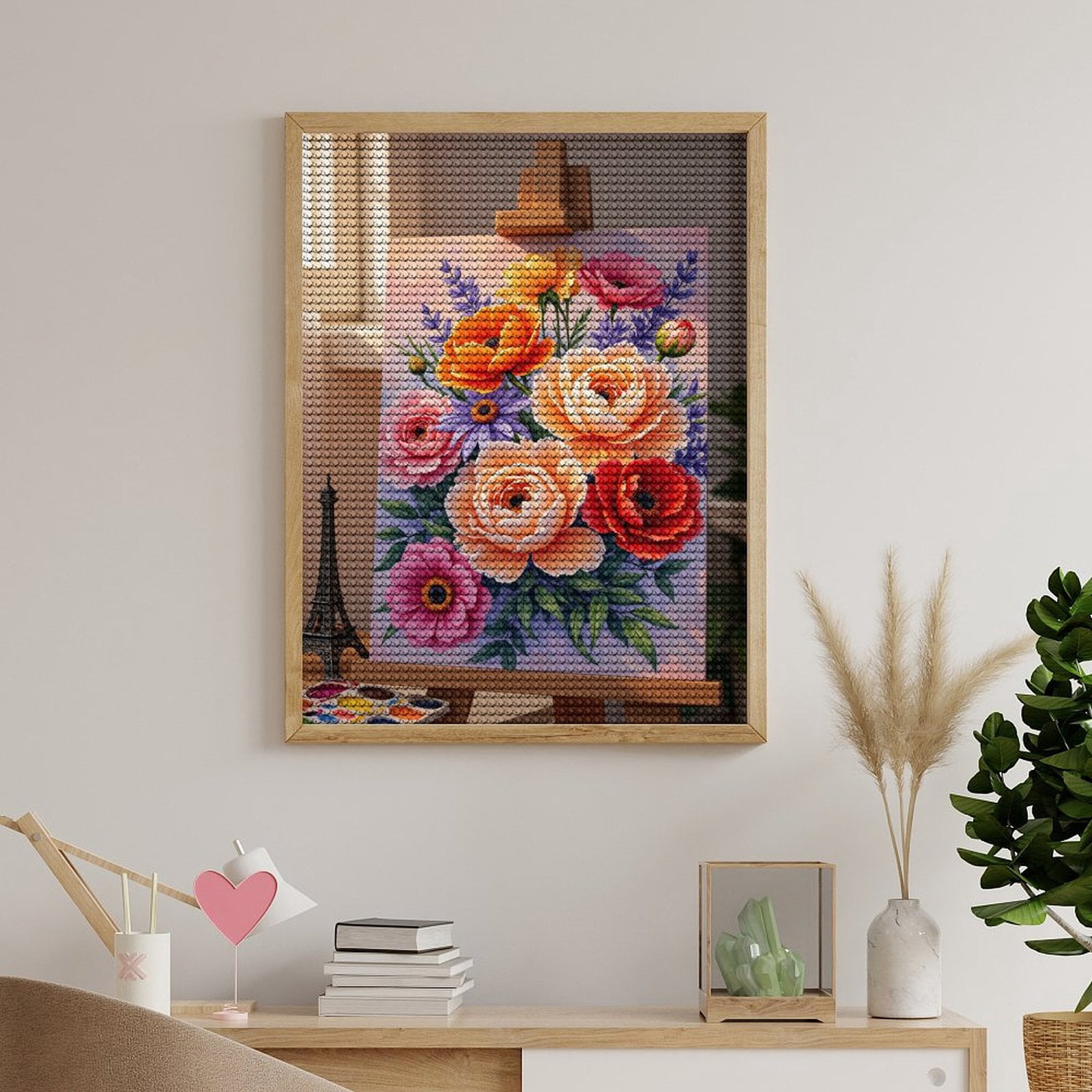 Diamond Art Kit for Adults, Flowers Painting Bright Art Canvas Diamond Painting for Adults Beginners, 5D DIY Diamond Art Painting Kits, Colorful Diamond Painting Craft for Home Decor 12x16