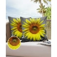 thumbnail image 6 of Yellow Farm Blooming Sunflowers Outdoor Pillow Covers Set of 2, Decorative Waterproof Throw Pillow Case, Grey Back Cotton Linen Soft Cozy Cushion Pillowcases, 6 of 6