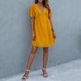 thumbnail image 5 of Oten Women's Summer Dress V-Neck Casual Loose Cinched Waist Bohemian for Dress, 5 of 5
