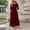 Wine plus size maxi dress a1, variant on Women Plus Size Round Neck 3/4 Sleeve Sheer Maxi Dress Boho Casual Flowy A-Line Long Beach Dresses for Summer Vacation Outfits, Army Green S