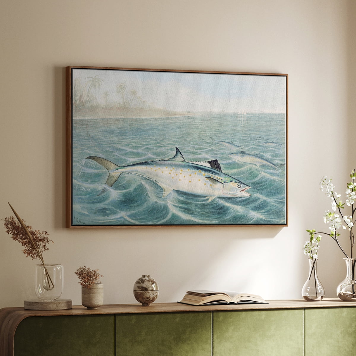 Vintage Landscape-CXXXI By Wexford Home Framed in Walnut Wood Gallery Wrapped Canvas 27 in. x 41 in.
