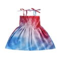 thumbnail image 1 of Kids Girls Spaghetti Strap Dress Star Print Casual Sleeveless Ruched Summer Princess Dress Party Wear, 1 of 7