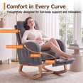 thumbnail image 4 of UHOMEPRO Upgraded Rocking Chair for Nursery, Modern Teddy Glider Rocker Chair with Footrest, High Backrest, Solid Wood Frame, Gray, 4 of 8