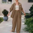 thumbnail image 6 of Diufon Women's Two Piece Sets Long Sleeve Button Down Shirts Solid Color Lounge Pants Cotton Linen Outfits, 6 of 7