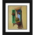 thumbnail image 1 of Strube, Ling 12x14 Black Ornate Wood Framed with Double Matting Museum Art Print Titled - Window with Flowers, 1 of 4