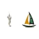 thumbnail image 1 of Escultura de hierro con plumas, estatua moderna de resina, colección de veleros, artesanías, adorno de mesa, figura decorativa para chimenea, oficina,, 1 of 8