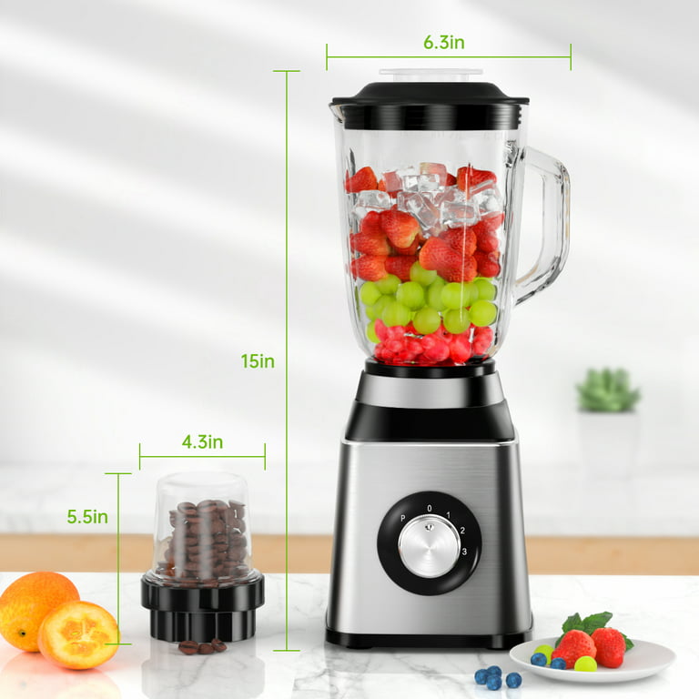 Kitchen Blender, 850W Professional Countertop Blender for Shakes and  Smoothies, High Speed Ice Blender Frozen Drinks w/ 52 OZ Glass Jar  ,Coffee/Spices Jar 