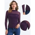 thumbnail image 2 of DARING DIVA Solid Mock Neck Sheer Panel Top XL Purple, 2 of 6