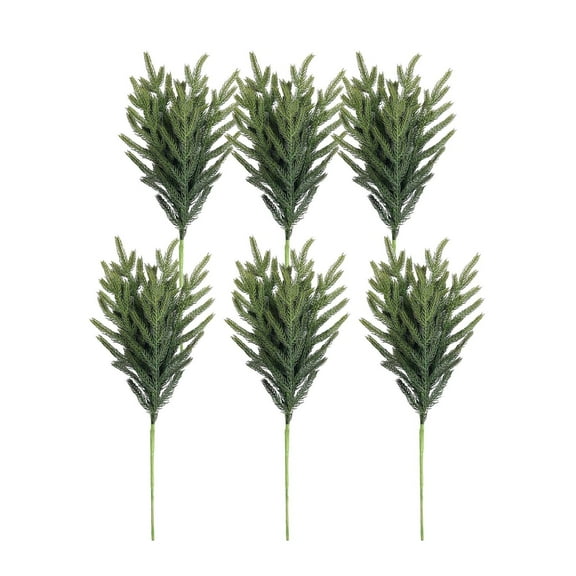 Artificial Pine Branches 6 PCS Realistic Christmas Greenery Stems Real Touch Cedar Pine Needles for DIY Crafts Wreath Garland Holiday Home Decoration 18 Inch