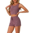 thumbnail image 4 of INSPIRE CHIC Womens Ribbed Knit Loungewear Sleepwear 2 Piece Tank Top with Shorts Pajama Sets L Red, 4 of 5