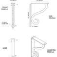 thumbnail image 2 of Ekena Millwork 1 1/2"W x 10"D x 12"H Ashford Single, Wrought Iron Bracket, (Single center brace), Antiqued Brass, 2 of 8