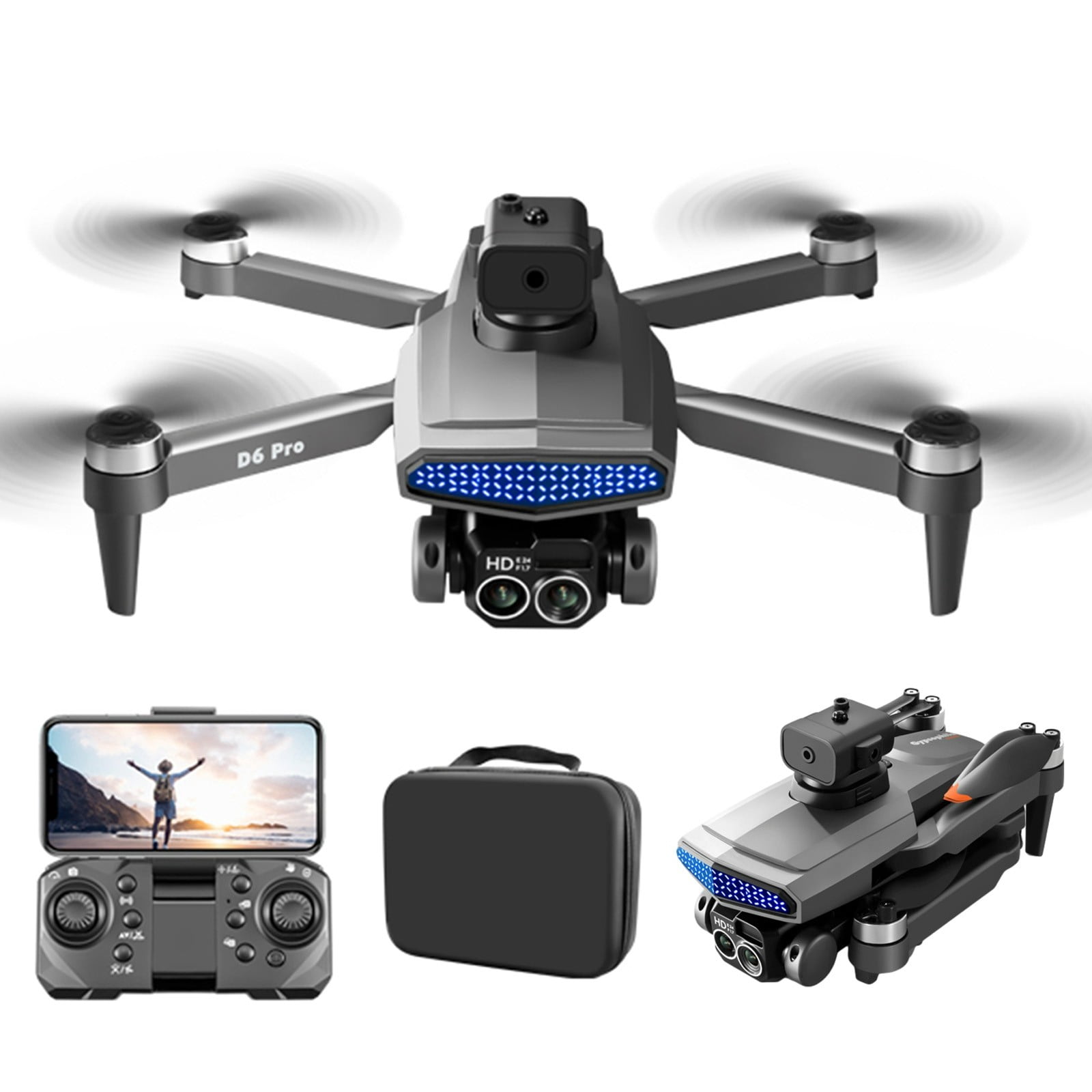 ESULOMP Dual-camera Folding UAV 4K HD Aerial Photography Drone,5G WIFI Transmission Drone,Brushless Motor,Mobile Phone Control,Multiple Flight Modes
