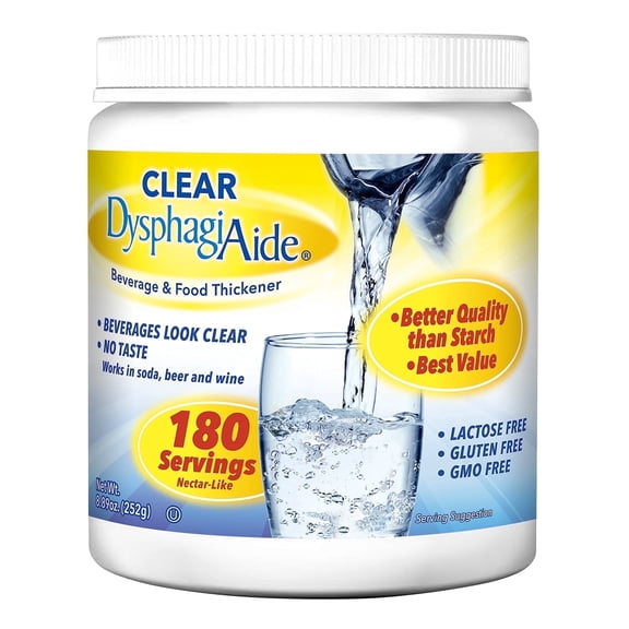Clear DysphagiAide Thickener, 180 Serving Jar (8.89 oz), Xanthan Gum Powder for IDDSI Thickness Levels 1-4