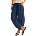 thumbnail image 2 of VBVC Women's Cotton Linen Harem Joggers Pants , Baggy Drawstring Boho Trousers For Women , Ladies' Summer Beach Pants with Pockets, S-2XL, 2 of 6