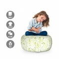 thumbnail image 2 of Mustard Storage Toy Bag Chair, Spring Greenery Repeated Composition of Meadow Herbs Flowers Plants Leaves, Stuffed Animal Organizer Washable Bag, Small Size, White Apple Green, by Ambesonne, 2 of 3