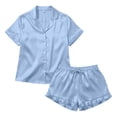 thumbnail image 6 of Wensltd Pajama Set Short Sleeve for Women Summer Loose Fit Elegant Style Breathable Button Down Sleepwear Multiple Colors, 6 of 6