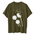 thumbnail image 5 of WREESH Casual Graphic Crew Neck T-Shirts Women's Oversized Loose Short Sleeve Tops Olive Green, 5 of 5