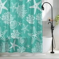 thumbnail image 2 of Teal Coastal Shower Curtain Set, Waterproof Shower Curtains for Bathroom, Nautical Beach Starfish Coral Summer Washable Fabric Cloth Bath Curtain for Bathtub Decoration with Hooks 66x72 Inches, 2 of 9