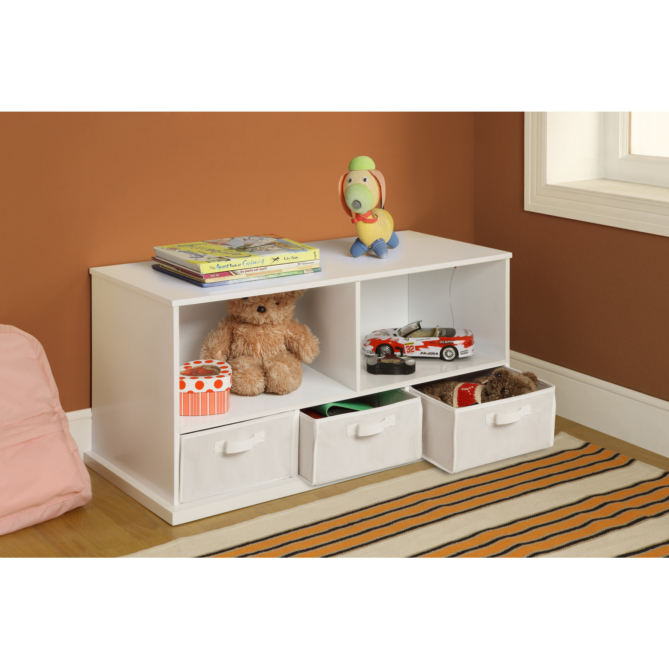 Badger Basket Kid's Storage Shelf Cubby with Three Baskets  5.8 Cu ft. - White - image 2 of 11