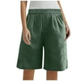 thumbnail image 4 of qolati Women's Cotton Linen Shorts Summer Dressy High Waisted Bermuda Shorts Casual Wide Leg Pleated Knee Length Shorts with Pockets, 4 of 7
