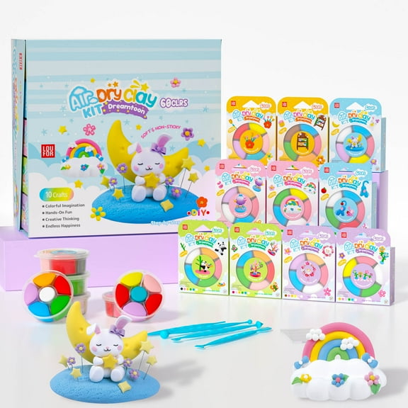 Air Dry Clay Kit - Modeling Clay for Kids 10 Boxes mit Sculpting Tools und Tutorials, Ultra Light & Soft, Safe & Non-Toxic, DIY Model Magic Clay,Creative Crafts Toys Gifts for Girls Boys 3  Years Old