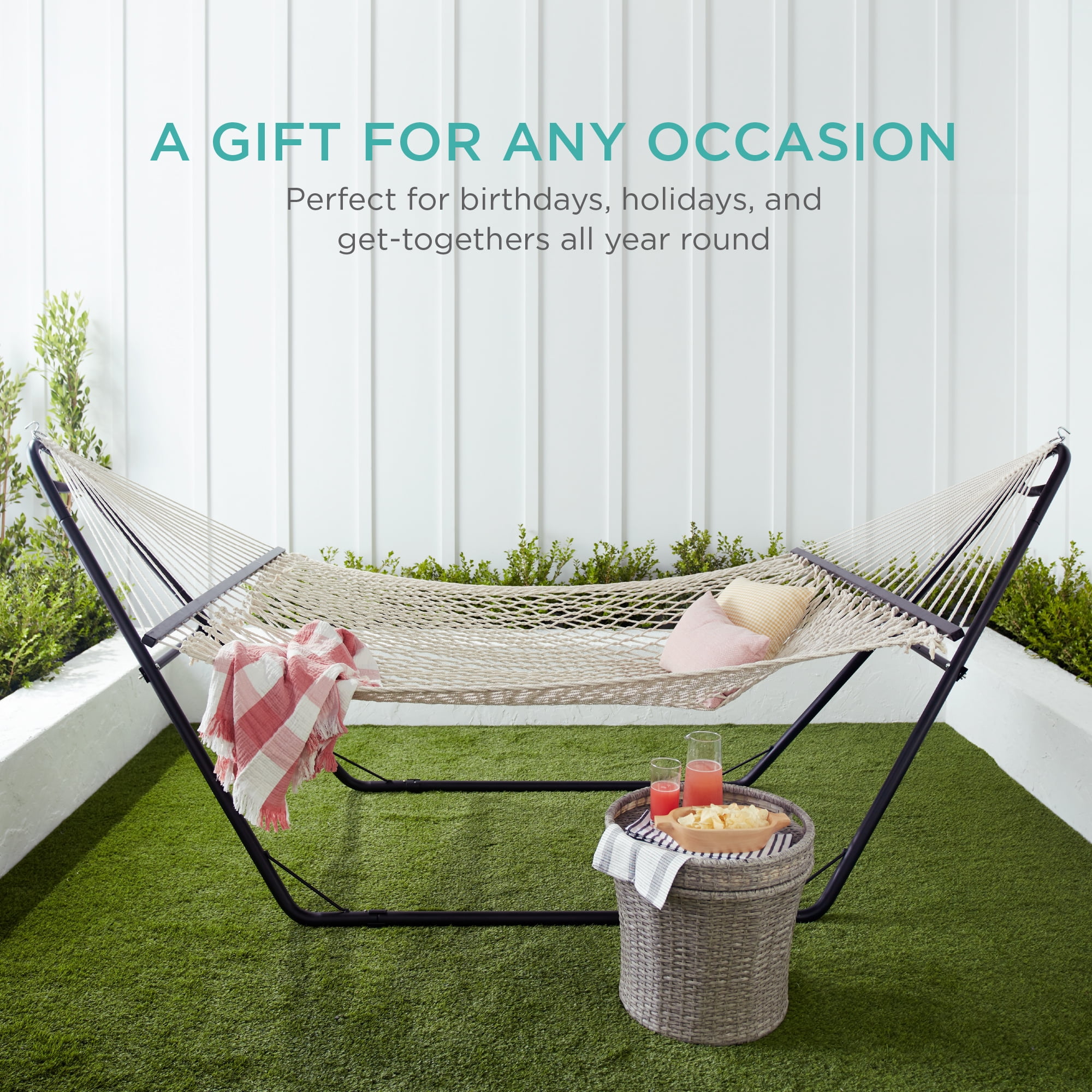 Best Choice Products 2-Person Woven Cotton Rope Double Hammock for Backyard w/ Spreader Bars, Carrying Case