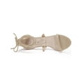 thumbnail image 4 of BLISSFUL STEP Chaussures pour Femmes Sandales à Talon Aiguille Haut à Bride Cheville à Nouer Bout Ouvert en Faux Suède Beige 5, 4 of 8