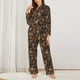 thumbnail image 2 of Fotbe Brown Camouflage Skull Conjunto de Pijama de Manga Larga para Mujer con Estampado, Ropa de Dormir de 2 Piezas, Conjunto de Casa Suave y Cómodo con Bolsillos-Small, 2 of 7