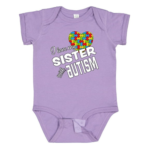 Inktastic I Love My Sister with Autism Boys or Girls Baby Bodysuit
