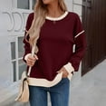 thumbnail image 6 of safuny Women Crewneck Casual Pullover Tops Lightweight Long Sleeve Shirts Loose Sweatshirts Fall Out s Wine _j L, 6 of 9