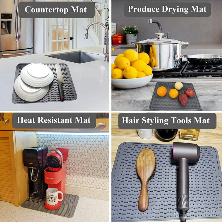 Silicone Dish Drying Mat-Large Draining Mat, 22.83 X 18.11 Inches Silicone  Counter Top Mat, Easy To Drain And Clean Sink Mat, Hot Pad For Pots And